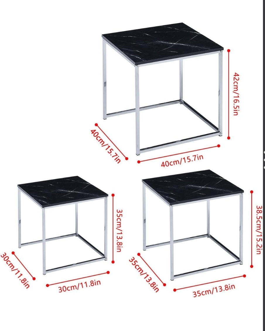 black Ceramic (set of 3) Nesting Tables