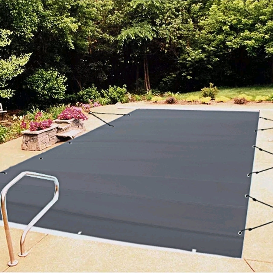 VEVOR 12x25ft Inground Pool Safety Cover - Premium Dark Grey Mesh PVC