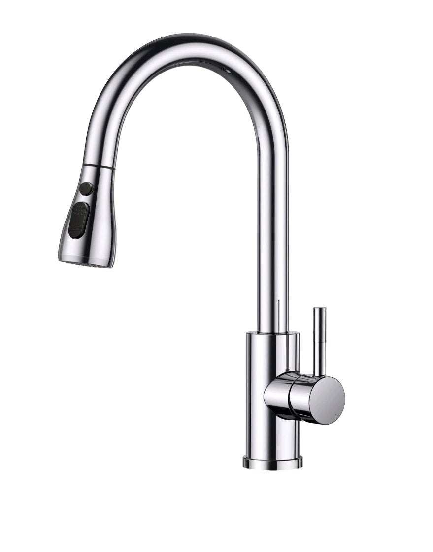 FORIOUS Kitchen Mixer Tap with Pull-Out Sprayer - Swivel Single Lever Faucet