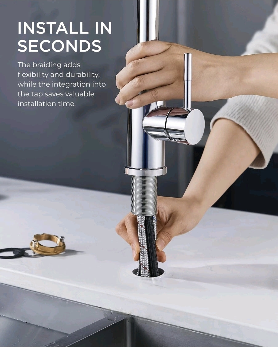 FORIOUS Kitchen Mixer Tap with Pull-Out Sprayer - Swivel Single Lever Faucet